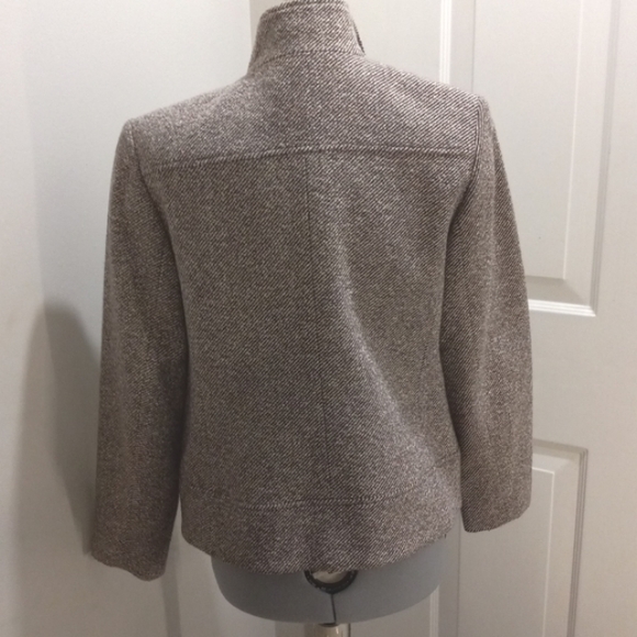 Talbots Petites Brown Tweed Front Zipper Jacket Wool/nylon/Silk Size10 - Picture 2 of 6